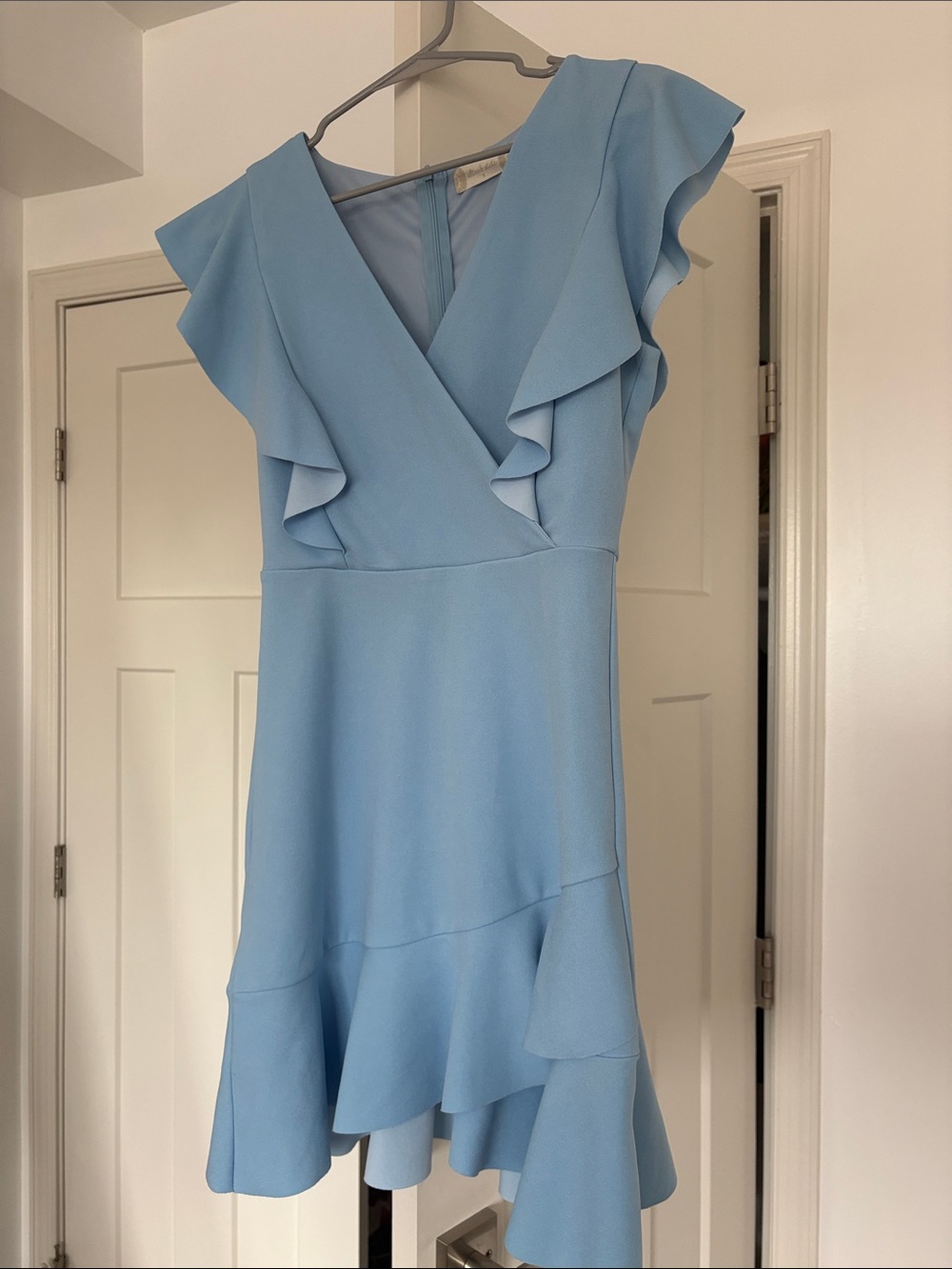 Altar'd State Light Blue Ruffle Wrap Mini Dress - Picture 3 of 4